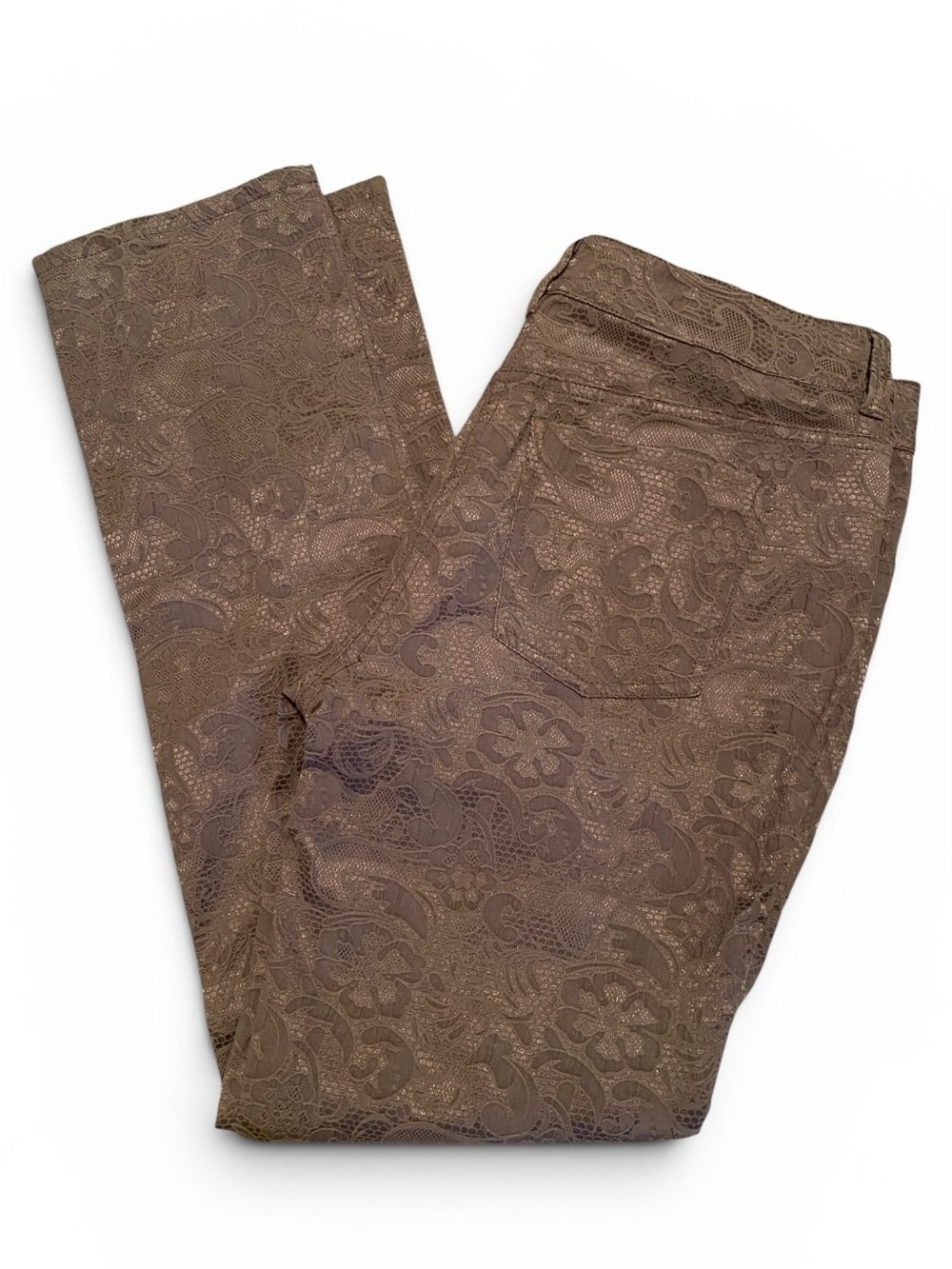 Chico's Taupe Paisley-Textured Pants Size 1 (8)